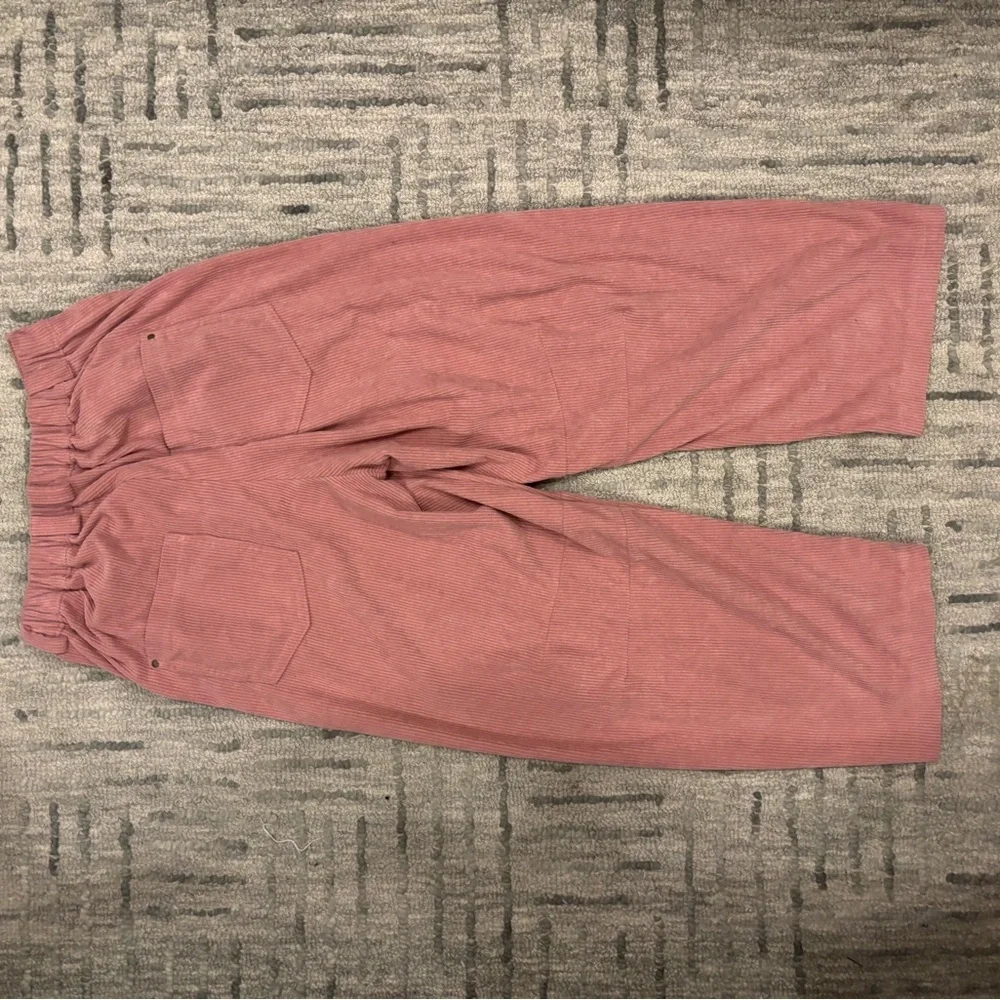 GENERIC BRAND PINK CORDS Pink Corduroy Pants loose flowy barrel leg pant preppy - Picture 6 of 8
